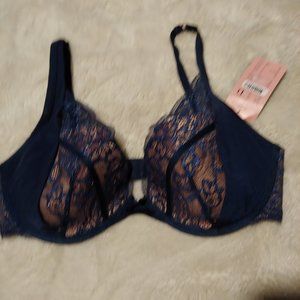 Hunkemoller blue aand pink pushup lace bra 38C NWT